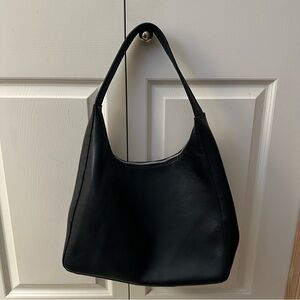 EUC Baggu Black Deadstock Leather Shoulder Bag